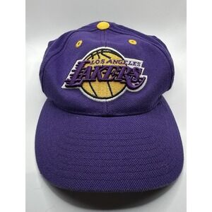 Vintage Puma NBA LA Lakers Basketball Purple Logo Athletic Snapback Hat Cap
